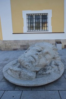 Head of John the Baptist, St. John's Church, oversized, XXL, stone sculpture, Donaueschingen,
