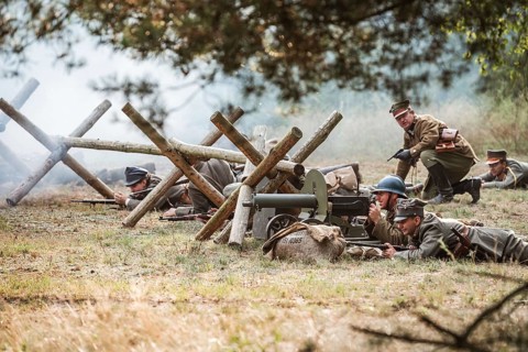 LUBIN, POLAND - AUGUST 8, 2020:, A staging of the Battle of Warsaw from 1920, in which the Polish
