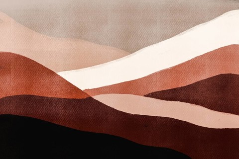Colorful layers of warm shades create gentle curves in an abstract setting, evoking a sense of
