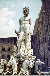 Marble sculpture of Neptune by Bartolomeo Ammannati (1565), Piazza della Signoria, Florence, Italy,