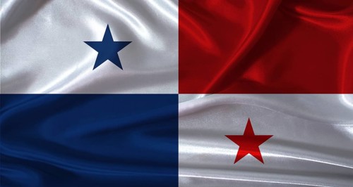 National flag of Panama with cloth texture. Panama flag with realistic texture background