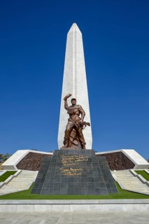 Obelisk on the National Heroes Acre, War Memorial of the Republic of Namibia, Auas Mountains, near
