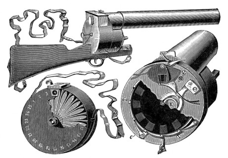 Chronophotographic gun, 1883, by Étienne-Jules Marey, a French scientist, physiologist and