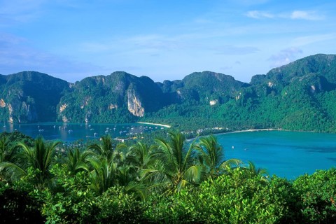 View of the island from the viewpoint one year in front of the tsunami, Ko Phi Phi Don, Thailand,