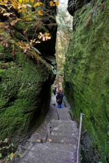 Hiking trail through the Schwedenlöcher, Amselgrund near Rathen, Saxon Switzerland, Elbe Sandstone
