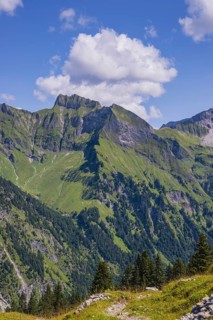 Panorama from Riefenkopf, 1748m to Schneck, 2268m, Allgäu Alps, Allgäu, Bavaria, Germany