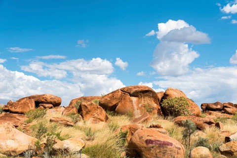 Australia, Australian continent, Western Australia, Elizabeth Highway, rocks, blue sky, mountains