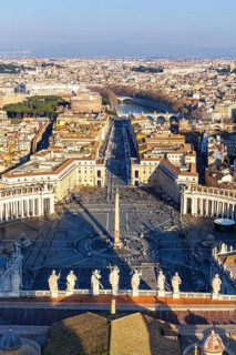 Rome St Peter's Square in the Vatican Skyline from above in Rome, Italy