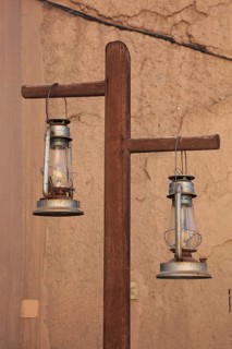 Lamps at Nizwa Fort. Nizwa is the centre of the Omani heartland. The oasis city lies on the