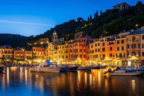 Boats in Portofino Harbour, Evening, Portofino, Liguria, Italy