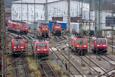 Shunting locomotives at the Hagen-Vorhalle marshalling yard, is one of the 9 largest in Germany, it