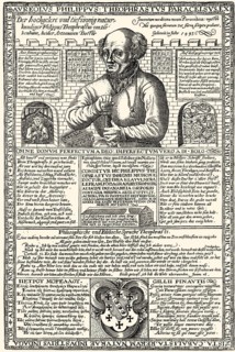 German leaflet, Paracelsus, 1493 - 1541, a Swiss physician, alchemist, astrologer, mystic,