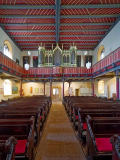 Late Gothic Protestant-Lutheran town church of St Peter with Poppe-Böhm organ, interior view,