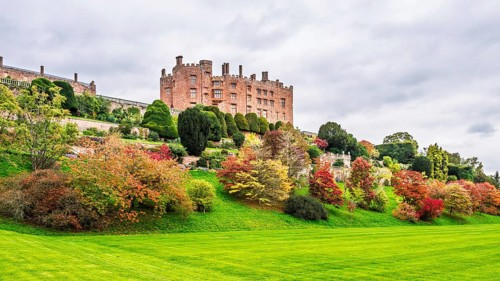 Autumn colors over Powis Castle and Garden, Welshpool, Powys, Wales, UK