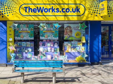 The Works TheWorks.co.uk shop store in town centre, Lowestoft, Suffolk, England, UK person passing