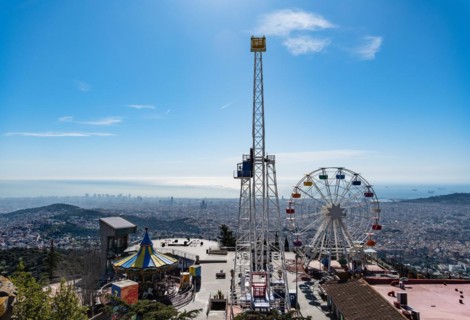 Parc d'atraccions Tibidabo amusement park in Barcelona, Spain