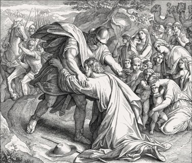 Jacob and Esau Reunited, Old Testament, by Julius Schnorr von Carolsfeld, 1860