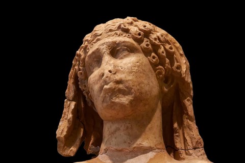 Statue of Agrippina Minor, wife of Roman Emperor Claudius, marble head of an ancient female statue