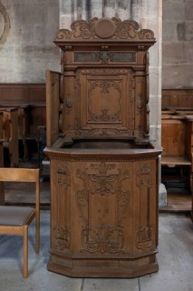 Craftsman's chair or alms chair from 1647, Lorenzkirche, Nuremberg, Middle Franconia, Bavaria,