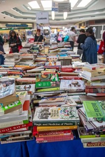 Livonia, Michigan - Bookstock, an annual used book sale, stretches throughout the Laurel Park Place
