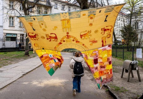 Art project on the grounds of the Sophienkirche in Berlin Mitte, Germany
