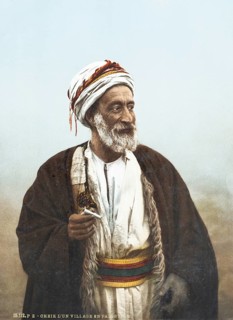 Sheikh, Palestinian village, Palestine, Holy Land, photochrome print around 1890