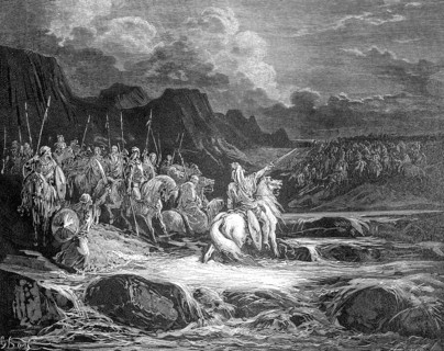 Judas persecutes Timothy, 1 Mattatias chapter 5, verse 42, Judas lets the army cross the stream and