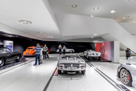 Porsche Museum Stuttgart-Zuffenhausen. Porsche 718 W-RS Spyder from 1961. The automotive museum of