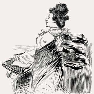 Closing argument of the first female lawyer, Caricature by Adolphe-Léon Willette, 19th century