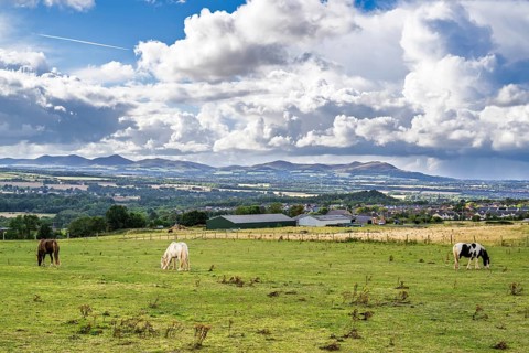 Scottish fields and farms, Southeast Scotland, UK