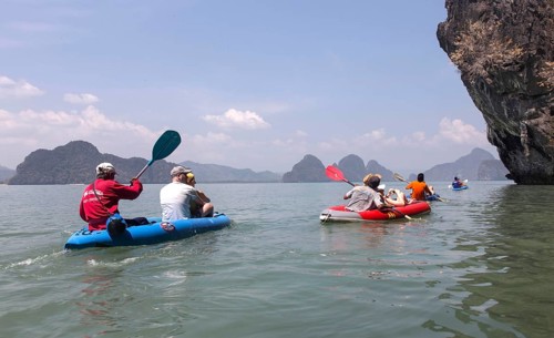 Phang Nga National Park, Thailand, 06.02.2014 JE - Kayaks drive tourists through lagoons in Phang