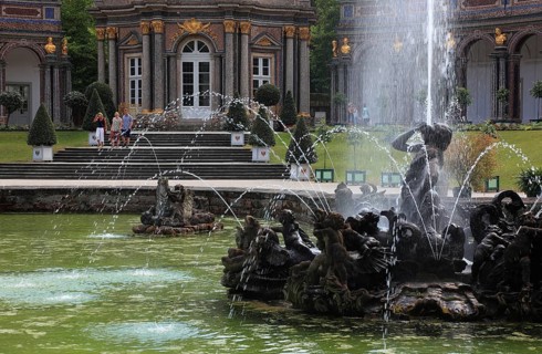 Water features of the Upper Grotto, Sun Temple, Hermitage in Bayreuth, Upper Franconia, Bavaria,