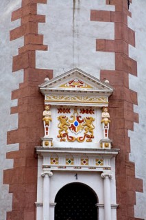 Coat of arms on the Alfeld city hall, 16th century, Alfeld, Leine, Lower Saxony, Germany, Europe,
