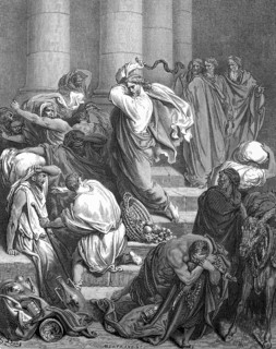 Jesus cleanses the temple, he expels traders, buyers and moneylenders, Mark chapter 11, verse 15,