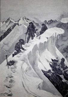 Mountaineers on the White Woman in the Bernese Oberland, Wyssi Frau, 1896, Switzerland,