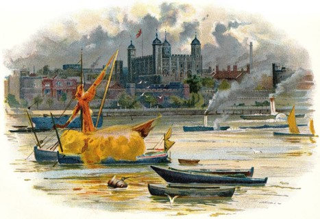Tower of London, Great Britain, historical illustration from the 19th Century