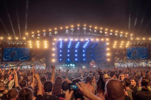 KOSTRZYN NAD ODRA, POLAND - AUGUST 2, 2018: Pol'and'Rock Festival fans in front of the stage
