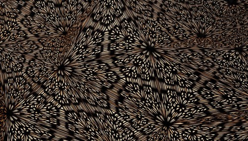 3D rendered, abstract, digital art background featuring a stunning golden starburst design that