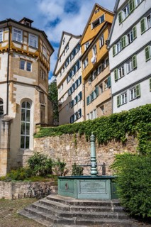 The George Fountain on the Klosterberg in the old town of Tübingen, Baden-Württemberg, Germany