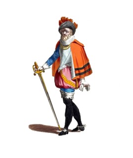 Historical clothing, fashion in the course of time, clothing of a nobleman from Denmark in 1626,