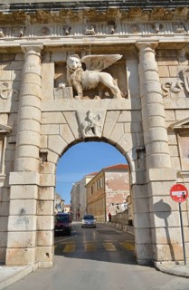 Vrata Kopnena land gate by architect Michele Sanmicheli with the Lion of Venice or Lion of St Mark,