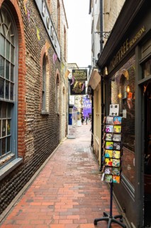 The Lanes in the city centre of Brighton, Great Britain