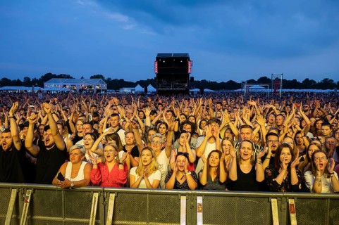 WROCLAW, POLAND - JULY 23, 2022: Concert tour Meskie Granie 2022 (Men's Playing). Fans in front of
