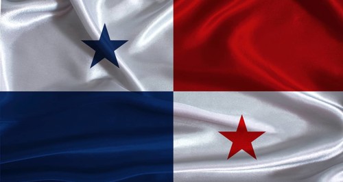 Panama flag with cloth textured background. National flag of Panama with realistic texture