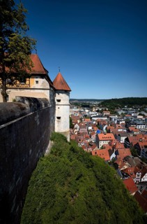 View from the Hellenstein Castle fortress to the old town centre, Heidenheim an der Brenz,