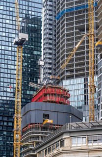 Construction site of the FOUR construction project, 4 high-rise towers at Roßmarkt in Frankfurt am