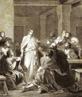 Peace be upon you! Jesus appears in the evening to the assembled disciples, chapter 20, verses 19