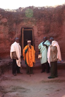 Lalibela, at the eastern group of rock-hewn churches, pilgrims at the double church of