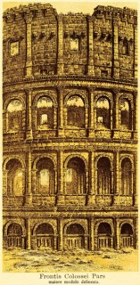 Part of the outer wall of the Amphiteatrum Flavium, Colosseum, amphitheatre, built 72-80 AD,