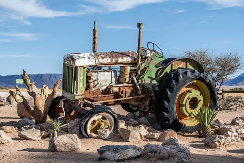 Wrecked car of a vintage car, Tracktor, Solitaire, Khomas region, Namibia